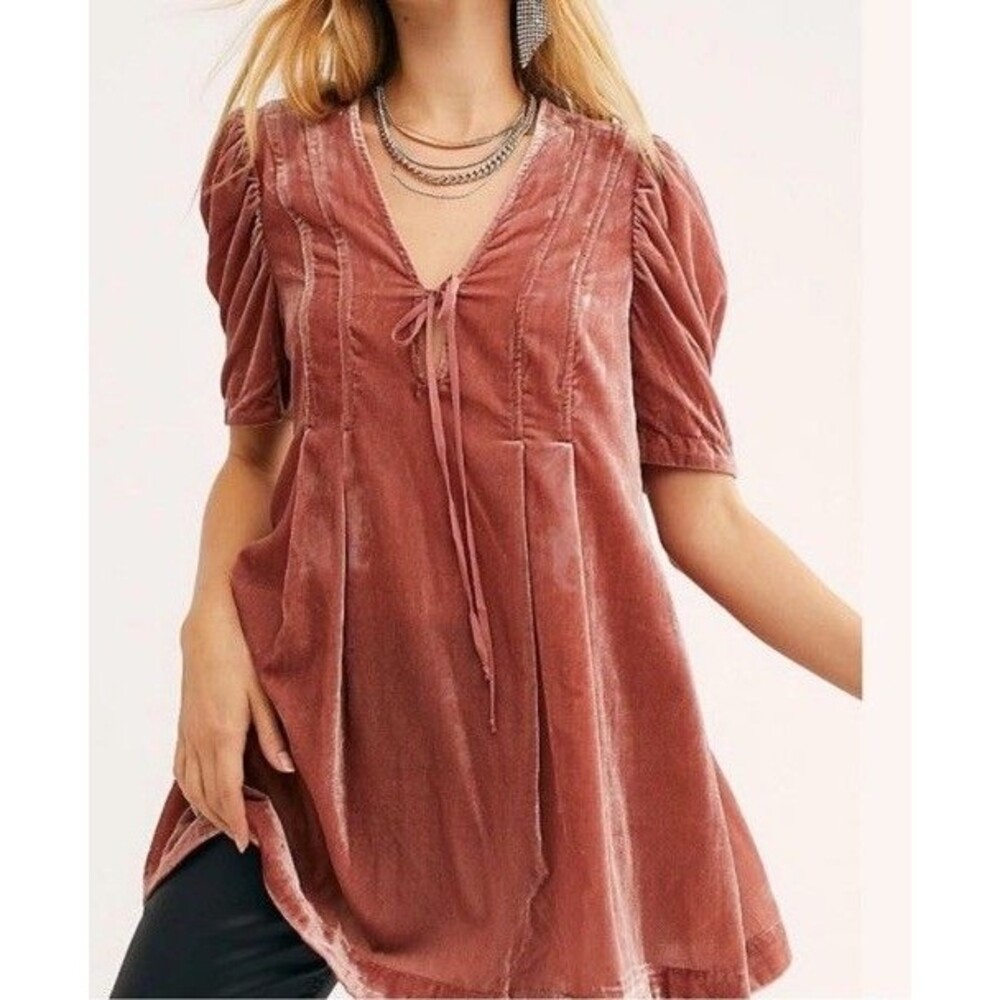 Free People Adelle Crush Velvet Boho Tunic Top Minidress Whimsigoth Romantic M